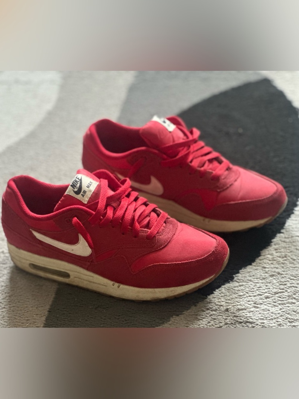 Nike Red Suede and Textile Air Max Sneakers